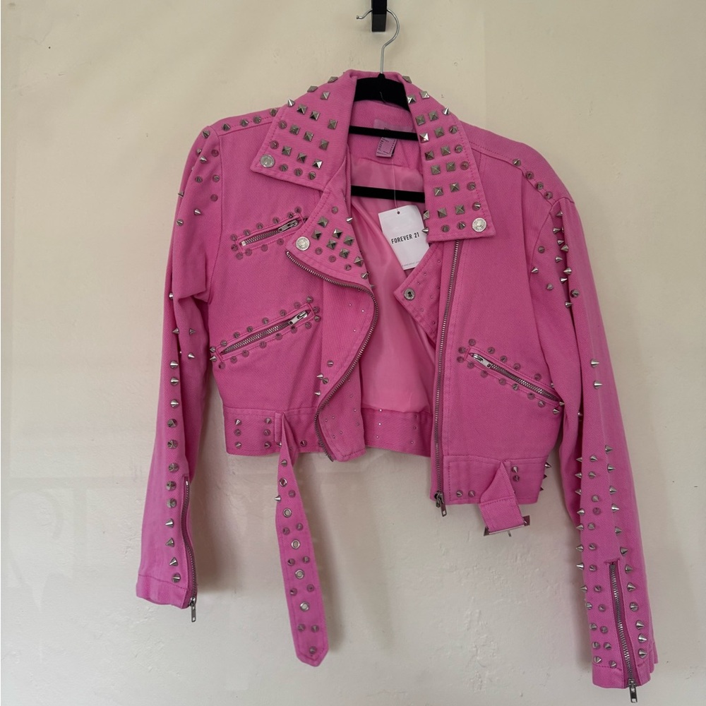 Forever 21 Pink Studded Leather Jacket